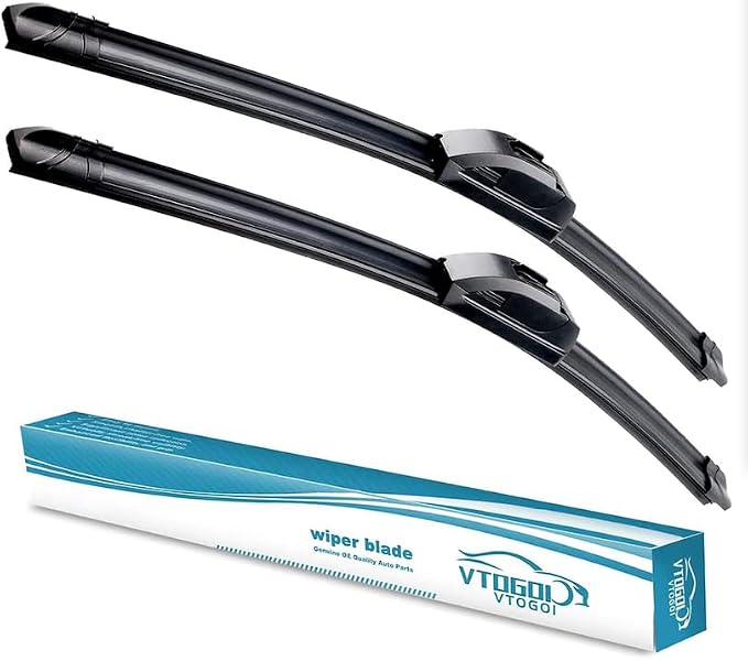 VTOGOI OEM Quality 18''+18'' Windshield Wiper Blades,Premium All-Seasons J-Hook Replacement Wiper Blades (2 Pack)