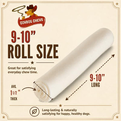 Cowdog Chews Retriever roll 9-10 inch All Natural Rawhide Product (40 Pack)