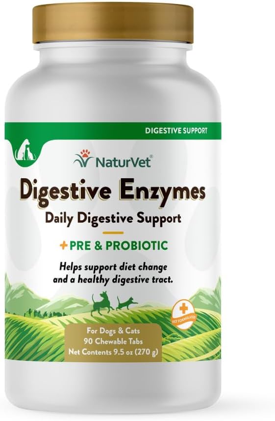 Digestive Enzymes Plus Probiotics Supplement for Dogs, Soft Chews, Made in The USA with Globally Source Ingredients 90 Count