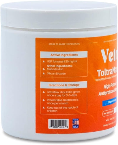 Vetr's Toltramax Toltrazuril Powder for Horses, Dogs, Cats, 100g (2.5%, Chicken)