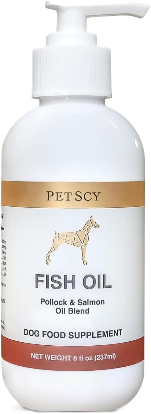 PetScy Omega-3 Fish Oil for Dogs – Supports Healthy Skin, Shiny Coat & Joint Mobility | Pure Wild-Caught Fish Oil with EPA & DHA | Natural Dog Supplement for All Breeds & Sizes – 8 fl oz