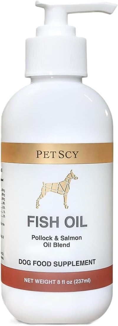 PetScy Omega-3 Fish Oil for Dogs – Supports Healthy Skin, Shiny Coat & Joint Mobility | Pure Wild-Caught Fish Oil with EPA & DHA | Natural Dog Supplement for All Breeds & Sizes – 8 fl oz