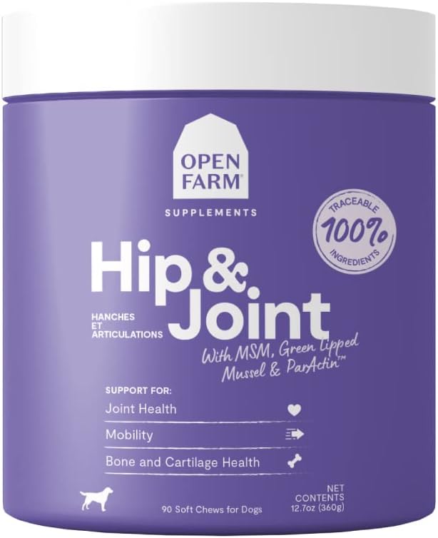 Hip & Joint Chews, Dog Supplement, Dog Vitamins, Supports Joint Health and Mobility Using Traceable and Vet-Approved Ingredients, 12.7 oz, 90 Count