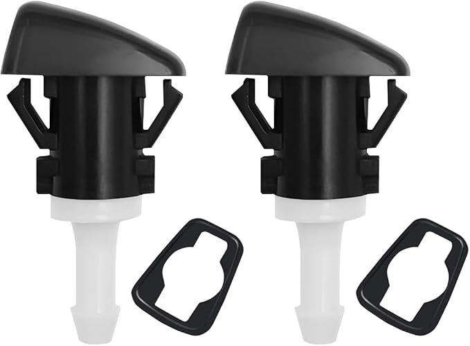 AUCELI Car Windshield Washer Nozzles, 2PCS OEM#4805742AB Vehicle Front Windscreen Fluid Jet Kit, Automotive Wind Screen Wiper Spray Head Replacement Compatible with Charger Journey Compass (White)