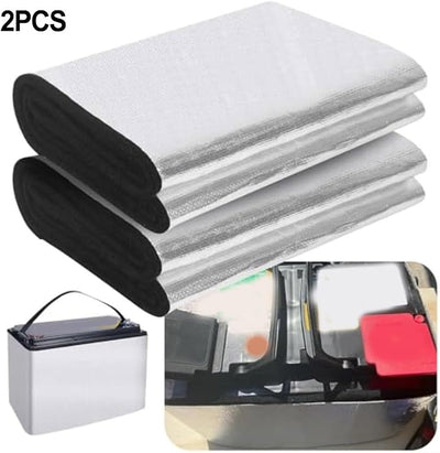 Vehicle for battery Insulation Set with Fireproof Aluminum Foil and Cotton, Cold-Resistant Heat Shield Blanket for Protection in Extreme Weather (2PCS)