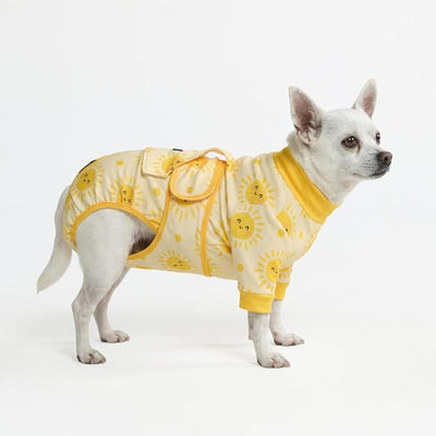 Spark Paws Dog Surgery Recovery Suit – Dog Recovery Suit After Surgery, Anti-Lick Dog Onesie, Abdominal Wound Protector, Soft Cone Alternative for Spay Neuter Male Female Pet Recovery - Sunshine - S