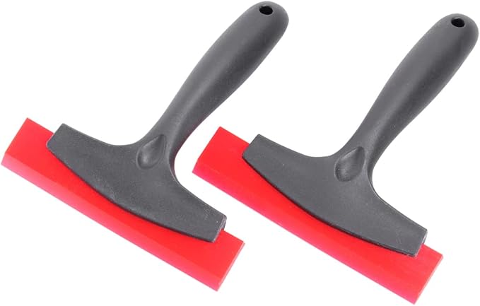 Ciieeo 2Pcs Snow Shovel for Car Rubber Scraper with Slip Handle Compact Snow Cleaner for Windshield Practical Winter Tool Red