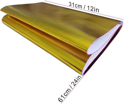 Gold Adhesive Backed Heat Shield Material Heat Shield Mat Automotive Heat Shield Heat Shield Wrap,Fiberglass Thermal Insulation (12'' X 24'')