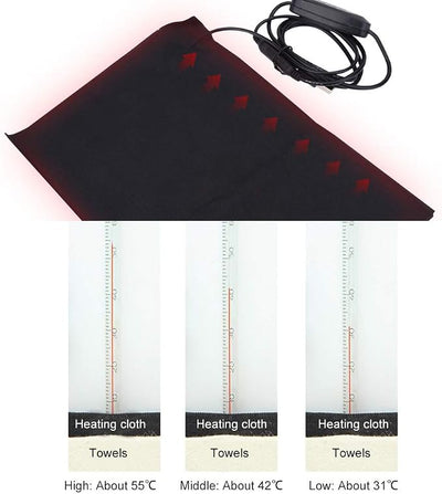 Qiilu Heated Blanket USB Powered Heated Lap Blanket for Offi Black Polyester Metal Fiber 5V 2A 8.5W Lightweight Electric USB Heating Heated Pads Set for Outdoor Winter Camping