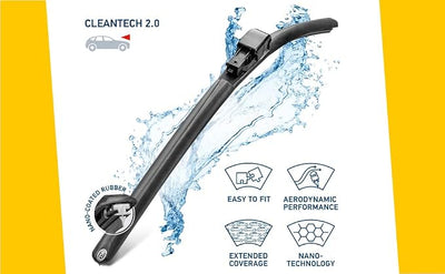 Hella OE Quality 24 Inch All Seasons Nano-Coated Rubber Cleantech Wiper Blade (Single Blade) fits select Domestic, Asian and European vehicle applications / 358054241