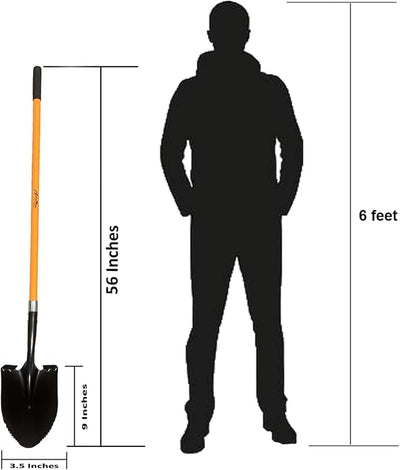 Ashman HeavyDuty Digging Shovel (1 Pack) 47-Inch Lond Handle with Trenching Blade and durable Handle - Ideal for Garden, Landscaping, Construction, Masonry - Perfect for Digging Soil, Dirt, and Gravel