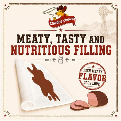 Cowdog Chews Rawhide Gourmet Meaty Rolls 5-6" (24 Pack) – Premium Dog Treats with Savory Beef Filling, Long-Lasting Chew for Aggressive Chewers, High-Protein, Natural Ingredients