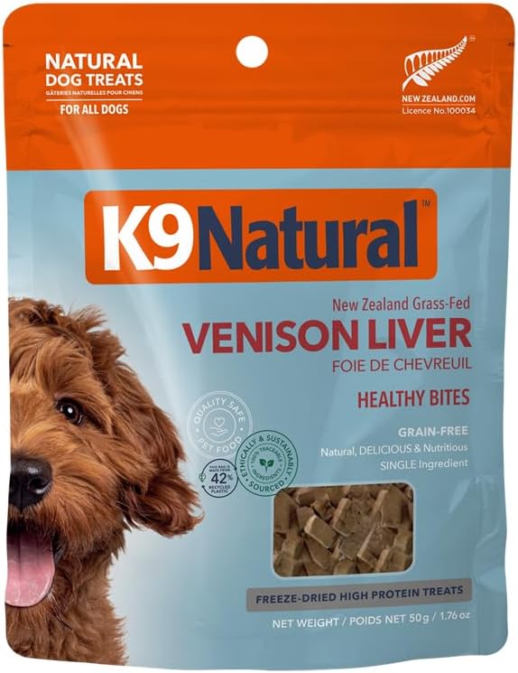 Grain-Free Freeze-Dried Dog Treat, Venison Liver Bites 1.76oz
