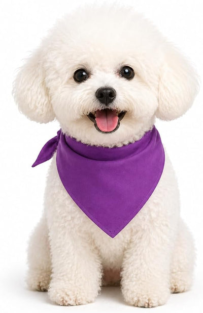 Petitebella Purple Large Single Color Polyester Pet Bandana for Dogs and Cats