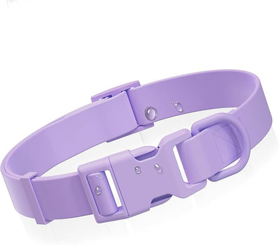 Waterproof Dog Collar, Rubber Adjustable Collars with Quick Release Buckle, Odor-Resistant, Easy to Clean Pet Collars for Small Medium or Large Dogs (Purple, S 9.5-14.1 inch)