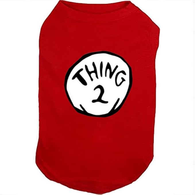 Dog Shirts for Pet Clothes Soft Breathable Puppy Shirts Pop Culture Thing 1 to Thing 9 Printed Pet T-Shirt (RED-2, Medium)