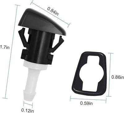 AUCELI Car Windshield Washer Nozzles, 2PCS OEM#4805742AB Vehicle Front Windscreen Fluid Jet Kit, Automotive Wind Screen Wiper Spray Head Replacement Compatible with Charger Journey Compass (White)