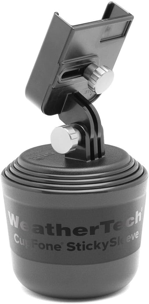 CupFone, Universal Cup Holder Phone Mount for Cars – Adjustable & Secure Fit with Open Access for Charging – Compatible with iPhone, Android - Metal Knobs, Silver