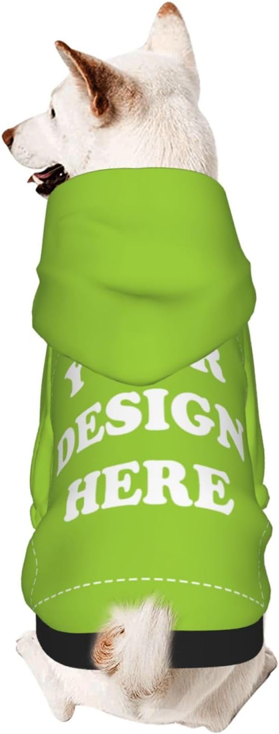 Dog Clothes, Custom Dog Hooded Sweatshirt, Personalized Pet Costume Robe Shirt with Text/Image/Club Name/Pet Shop Logo for Small Medium Large Dogs and Cats, GrassGreen, M