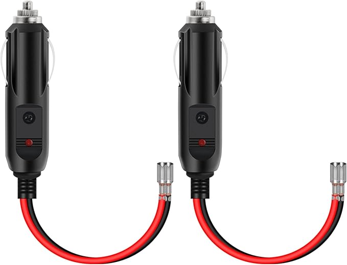 Nilight 10028W 2 Pack Cigarette Lighter Male Plug with Leads 10Amp Fuse with LED Light Car Replacement Cigar Male Socket Plug Extension Cable