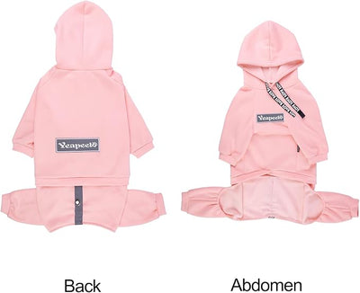 Dog Hoodies Winter Coat for Large Medium Dogs, Pullover 9 Legs Warm Coat Hooded Sweatshirt, Fleece Hoodie for Cold Weather (Pink, 5X-Large)