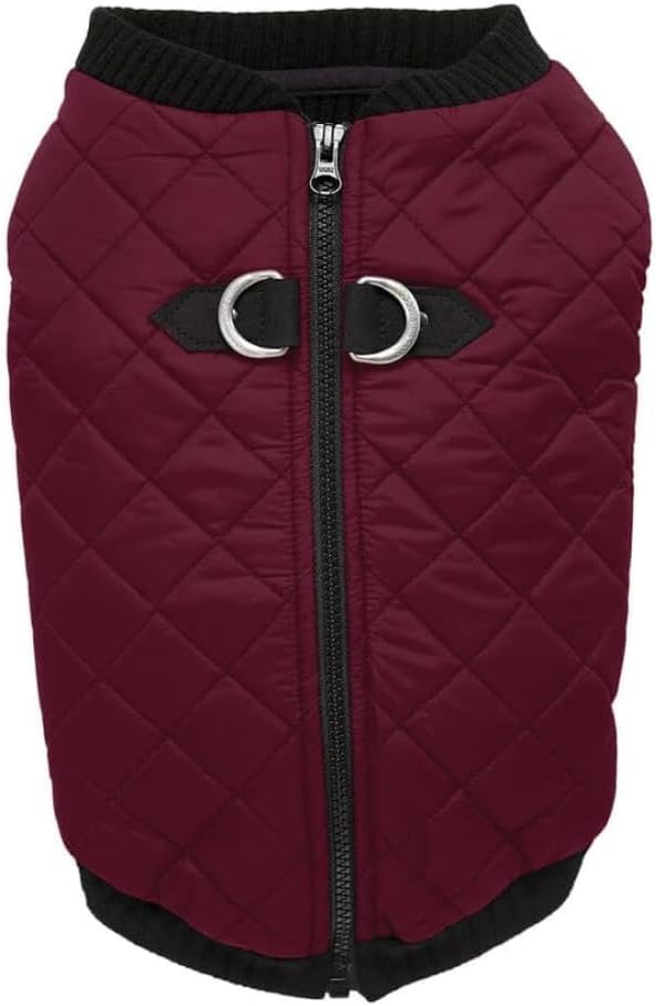 Fashion Vest Dog Jacket - Purple, Small - Warm Zip Up Dog Bomber Vest with Dual D Ring Leash Water Resistant for Small to Medium Dogs