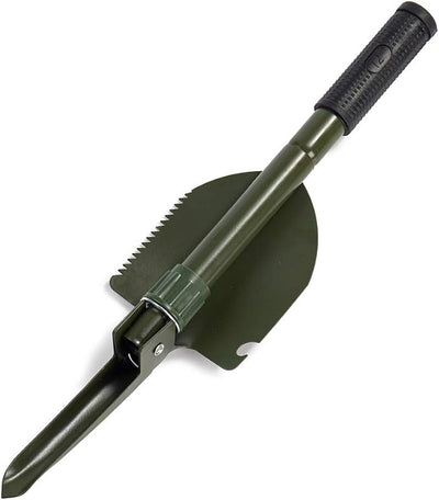 Gardening Folding Shovel Military Camping Shovel Survival Gear Entrenching Tool with Carrying Pouch Metal Handle for Camping Trekking Gardening Fishing Backpacking Snow (Green)