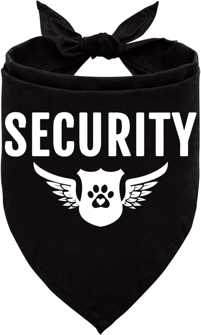 Black Security Dog Bandana - Triangle Scarf for Large Dogs (L), Gift for Dog Lovers