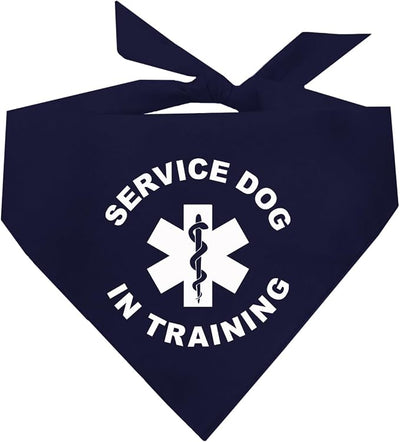 Service Dog in Training Dog Bandana | 100% Cotton Adjustable Triangle |Service Dog | Working Animal | Assistance |Navy, X-Small (289)