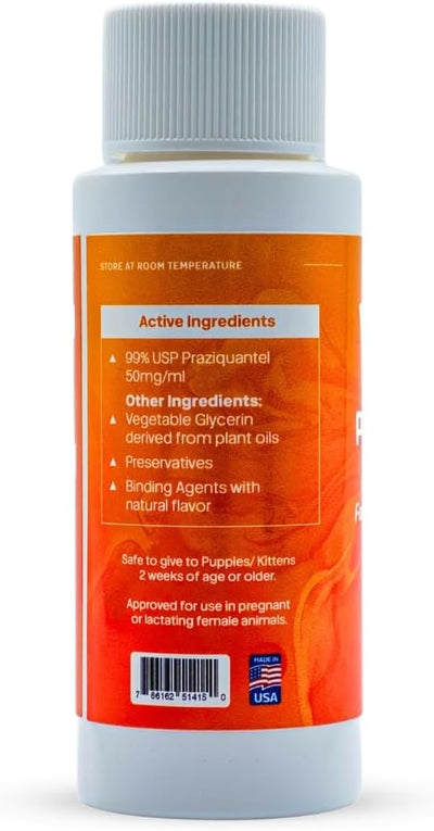 Liquid Intestinal Support for Dogs and Cats with Vetr PraziMax - Targets Tapeworms - 60mL Bottle with Dropper - Roasted Chicken Flavor