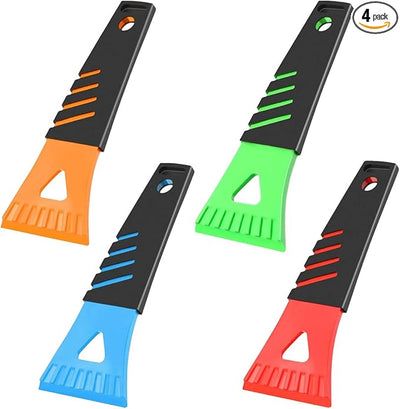 4PCS Snow and Ice Scraper for Car Windshield - Ice Snow Frost Removal Tool with Non-Slip Handle - Plastic Snow Scraper Auto Window Shovel Tool - Winter Windshield Defroster Tool No Scratch for Cars