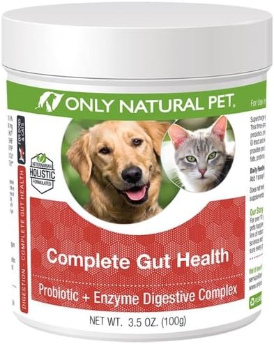 Complete Gut Health Complex - Probiotics & Digestive Enzyme Supplement for Dogs & Cats - Promotes Healthy Digestion, Immune System, Nutrient Absorption - Made in USA -3.5oz Powder