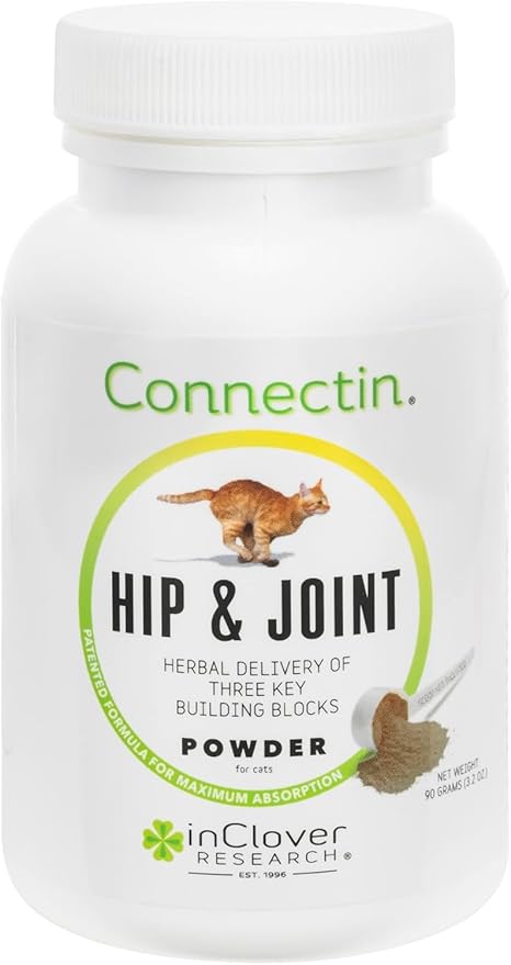 Connectin Natural Hip & Joint Supplement for Cats with Glucosamine, Chondroitin & Hyaluronic Acid - Powder for Cat Mobility, Comfort & Active Lifestyle Support, 3.2oz