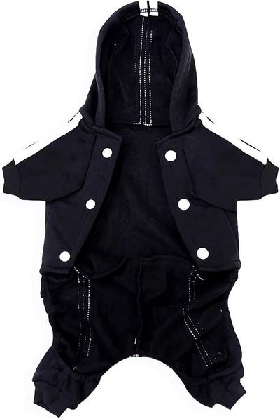 Weowin Pet Outfit - Cute Dog Hoodie Tracksuit Sweater Winter Clothes Pajamas Jumpsuit 4-Legs Black for Puppy Small Medium Large Dogs Girl or Boy (Large)