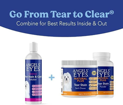 Angels' Eyes Tear Stain Remover for Dogs & Cats, 8 oz | Gentle Pet Eye Cleaner, Chamomile Extract & Aloe Vera, Cleans Tear Residue, Dirt & Buildup, For Eyes, Face, Mouth & Paws