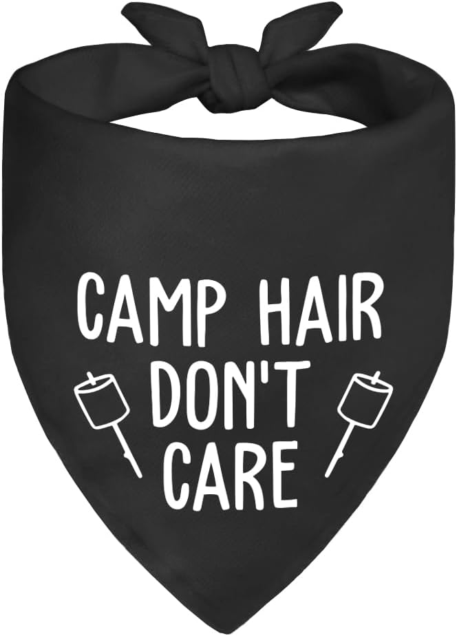 Camp Hair Don't Care Black Dog Bandana, Funny Outdoor Dog Bandana, Puppy Scarf Photo Prop for Outdoor Adventure Hiking Camping Mountain, Gifts for Ranger (Branches)