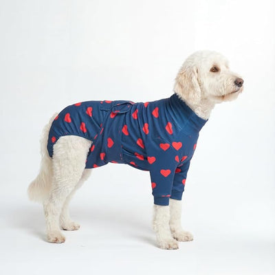 Spark Paws Dog Surgery Recovery Suit – Dog Recovery Suit After Surgery, Anti-Lick Dog Onesie, Abdominal Wound Protector, Soft Cone Alternative for Spay Neuter Male Female Pet Recovery - Hearts - 2XL