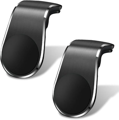 YoRise Magnetic Car Phone Holder, L Type 360° Rotatable Adjustable Car Air Vent Cellphone Mount, No-Hand Clip-On Navigation Bracket, Universal Vehicle Smartphones Stand Accessories (Black-2PCS)