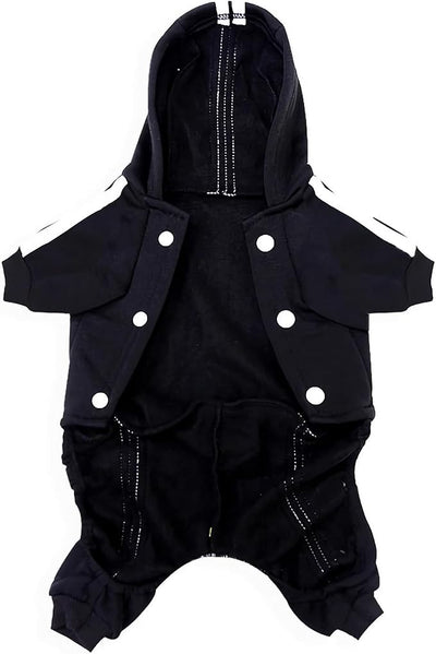 Pet Outfit - Cute Dog Hoodie Tracksuit Sweater Winter Clothes Pajamas Jumpsuit 4-Legs Black for Puppy Small Medium Large Dogs Girl or Boy (5X-Large)