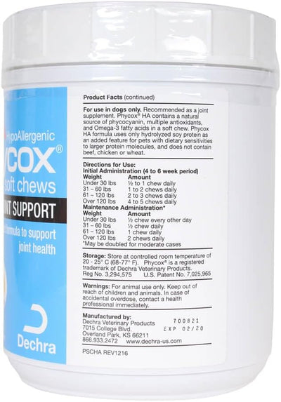 HA Hypoallergenic Dog Joint Supplement Soft Chews, 120 Ct