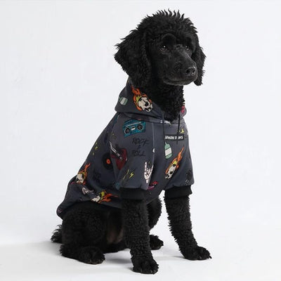 Spark Paws Dog Hoodie – Premium Dog Sweater for Small, Medium, and Large Dogs | Warm Outfits for French Bulldogs, Pitbull, Puppy, Winter Jacket Alternative - Rock and Roll -3XL