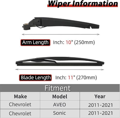 OTUAYAUTO Replacement for Chevrolet Sonic AVEO 2011-2021 Rear Windshield Wiper Arm Blade Set - Factory OEM Style: 95016790