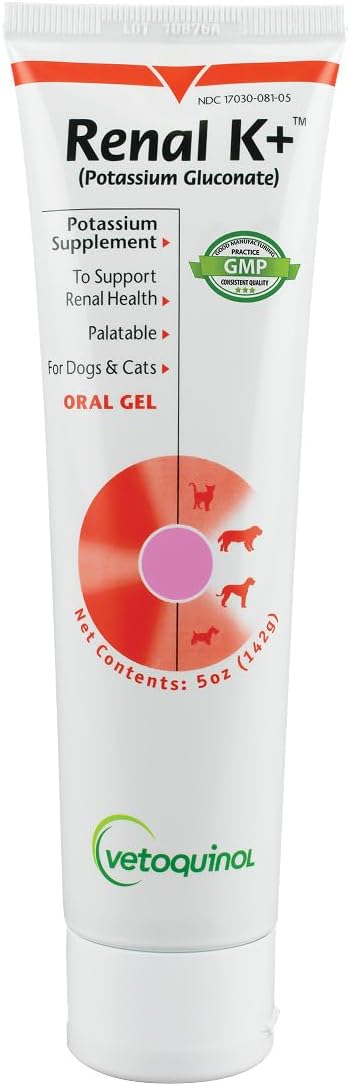 Renal K - Potassium Supplement for Dogs & Cats - Supports Managing Potassium Levels - Palatable Gel with Maple Flavor - 5oz