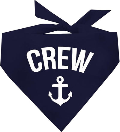 Crew with Anchor Dog Bandana | 100% Cotton | Made in USA | Boat & Fishing | Captain | Beach & Lake | Summer | Outdoors | Father's Day |Navy, X-Small (265)