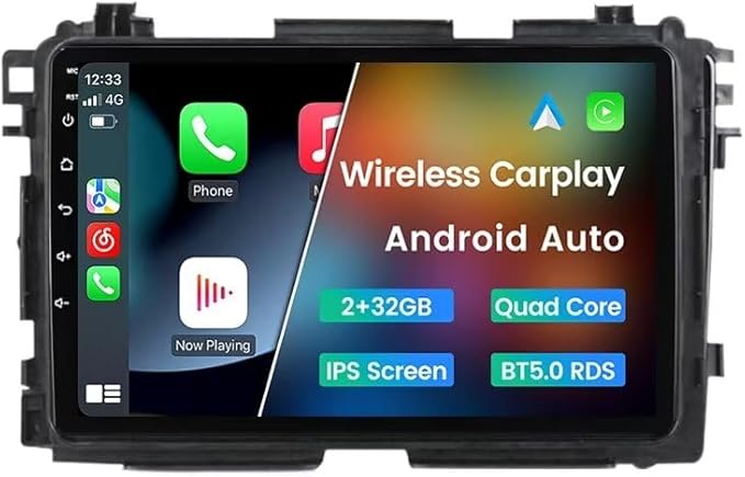 Android Stereo Double Din for Honda Vezel HR-V HRV 2013-2022 Head Unit | 9" Wireless Car-Play Android Auto GPS Navi Touch Screen Blue-tooth FM RDS Head Unit, 2GB 32GB ROM