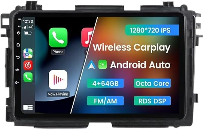 Android Stereo for Honda Vezel HR-V HRV 2013-2022, Radio 9 inch 8-Core GPS Navi Wireless Wired Car-Play Android Auto Head Unit IPS Touch Screen FM AM RDS DSP Blue-Tooth,4GB RAM 64GB ROM