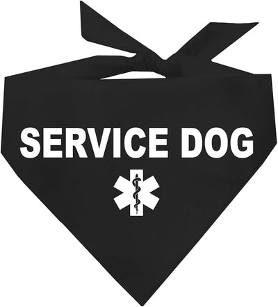 Service Dog Dog Bandana | 100% Cotton Adjustable Triangle |Service Dog | Working Animal | Assistance | Black, X-Small |(307)