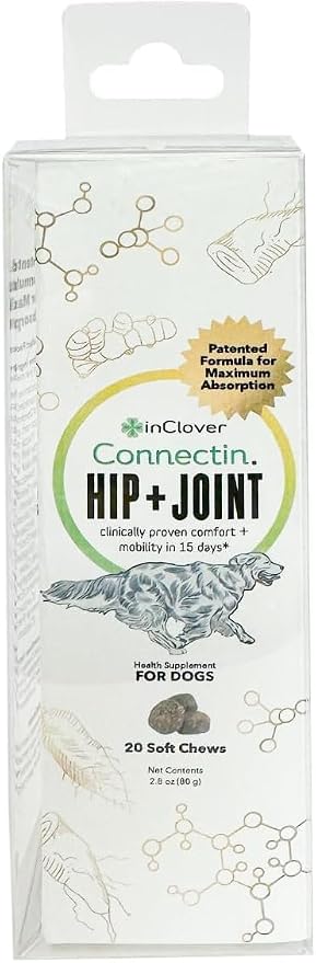 Connectin Natural Hip & Joint Supplement for Dogs with Glucosamine, Chondroitin & Hyaluronic Acid - Soft Chew for Dog Mobility, Comfort & Active Lifestyle Support, 20 Count
