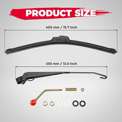 KEMIMOTO UTV Windshield Wiper Kit Hand Operated Manual Windshield Wiper for Hard Coated Or Glass Windshields Compatible with Maverick X3 Commander Defender Pro Golf Cart