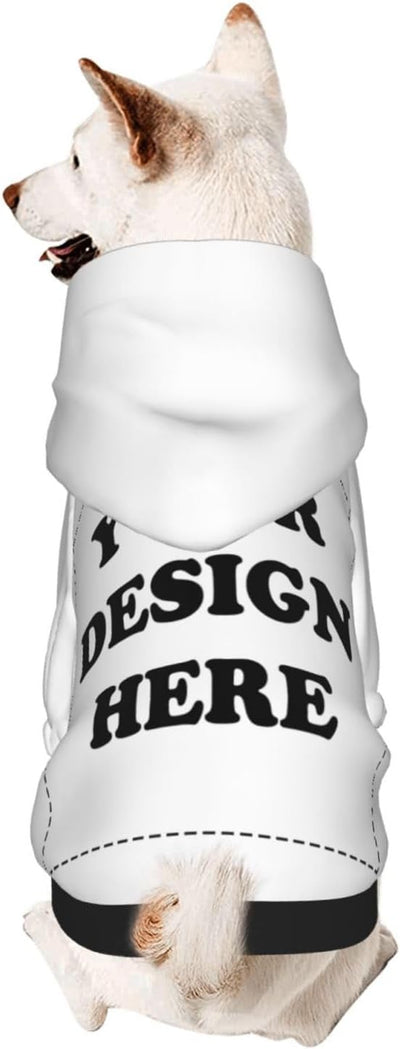 Dog Clothes, Custom Dog Hooded Sweatshirt, Personalized Pet Costume Robe Shirt with Text/Image/Club Name/Pet Shop Logo for Small Medium Large Dogs and Cats, White, XXS